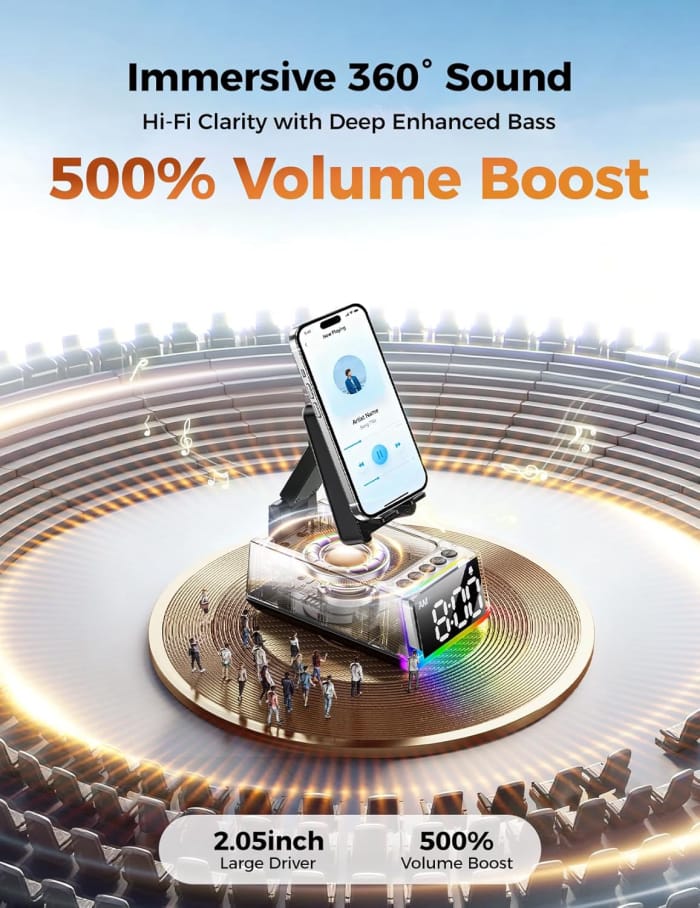 Bluetooth Speaker White Elephant Gifts:Induction Cell Phone Stand HD Sound Gift for Men Women Adults Birthday Christmas Secret Santa