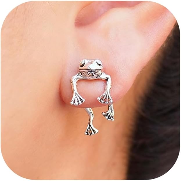 Frog Earrings for Women,Gifts for Her Vintage Frogs Shaped Stud Earrings